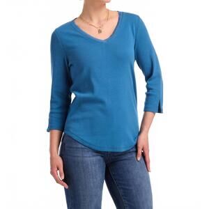 NEW FDJ v-neck rib sparkle top in deep teal